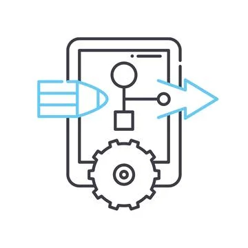 App developing line icon, outline symbol, vector illustration, concept sign 库存插图