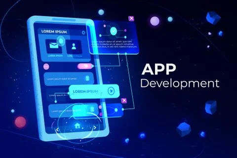 App development adaptive layout application banner Illustrazione stock