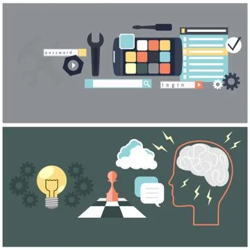 App development and brainstorming Stock Illustration