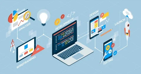 App development and design process Stock Footage 113228767