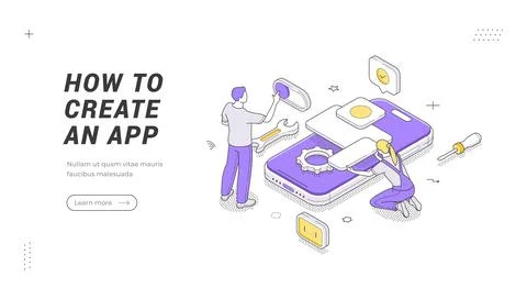 App Development And Mobile Application Creation Isometric Vector Illustrati.. Stock Illustration