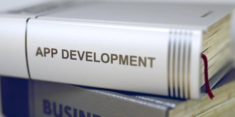 App Development. Book Title on the Spine. 3D Stock Illustration