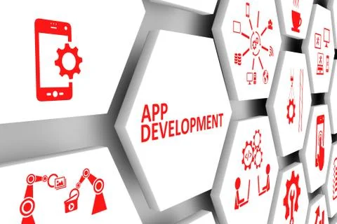 App development concept cell background 3d illustration Stock Illustration