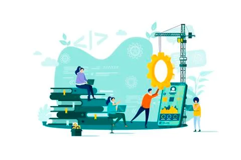 App development concept in flat style. Stock Illustration