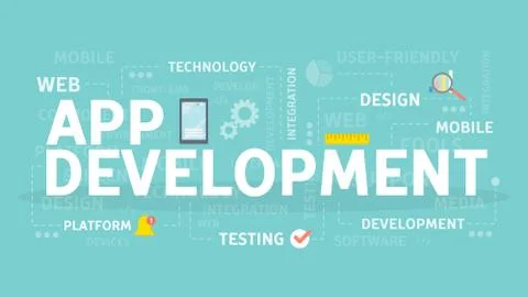 App development concept. Illustrazione stock