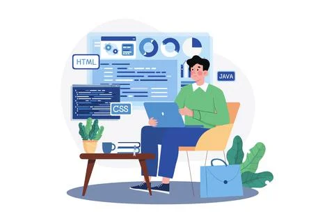 App development concept with laptop イラスト素材