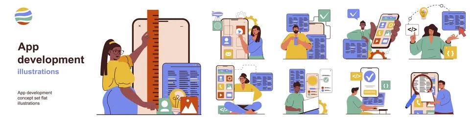 App development concept set 스톡 일러스트