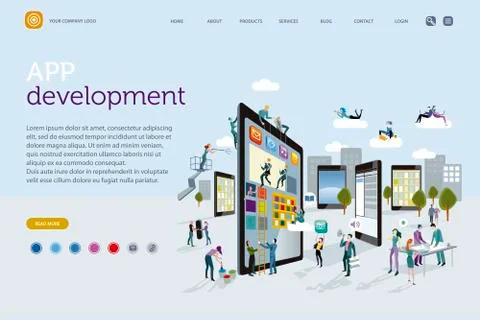 App Development Creative Concept Web Template Stockillustratie