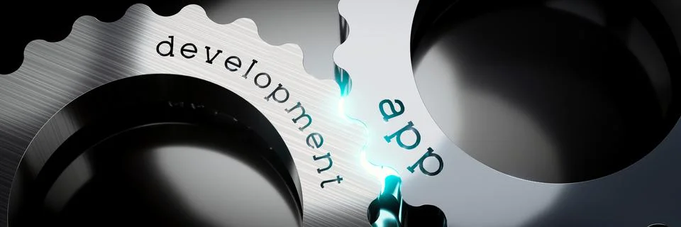 App development - gears concept - 3D illustration Illustrazione stock