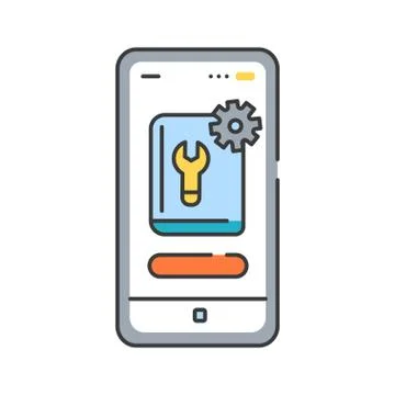 App development guide color line icon. Instruction for people that wat to dev Stock Illustration