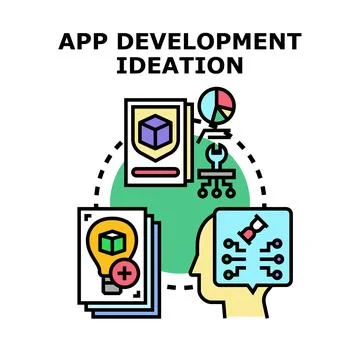 App development ideation process and concept forming Stock Illustration