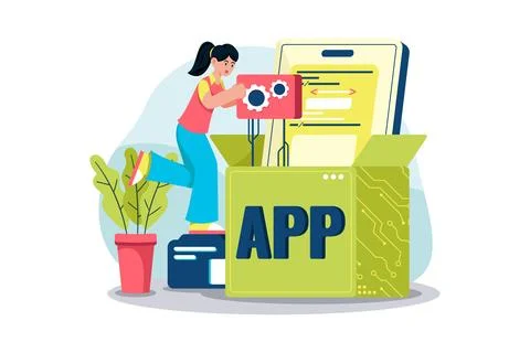 App development Illustration concept on white background Stock Illustration