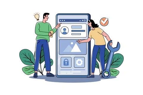 App development Illustration concept on white background Stock Illustration