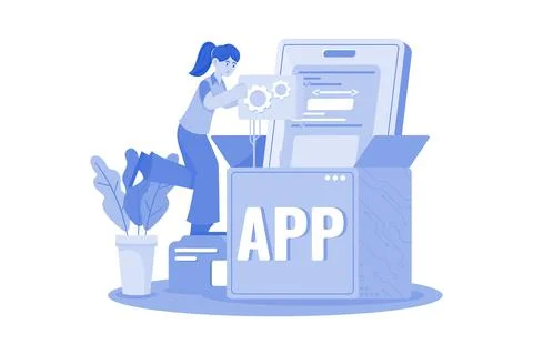 App development Illustration concept on white background Stock Illustration
