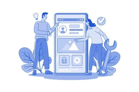 App development Illustration concept on white background Stock Illustration