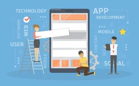 App development illustrations. Illustrazione stock