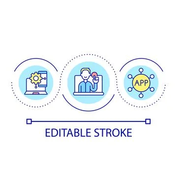 App development instructional video loop concept icon 스톡 일러스트