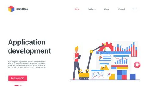 App development landing page Illustrazione stock