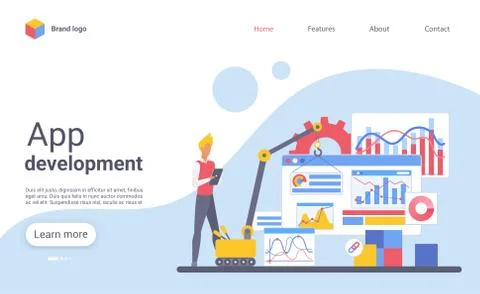 App development landing page vector template Stock Illustration