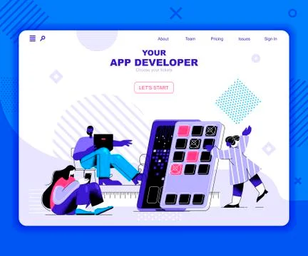 App development landing page vector template. Stock Illustration