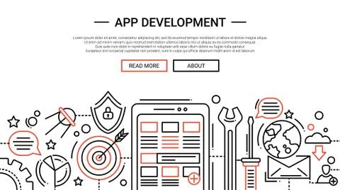 App Development - line design website banner temlate 스톡 일러스트