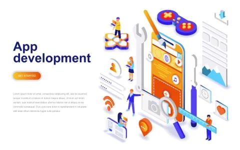 App development modern flat design isometric concept Stock Illustration