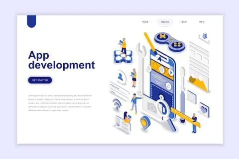 App development modern flat design isometric Illustrazione stock