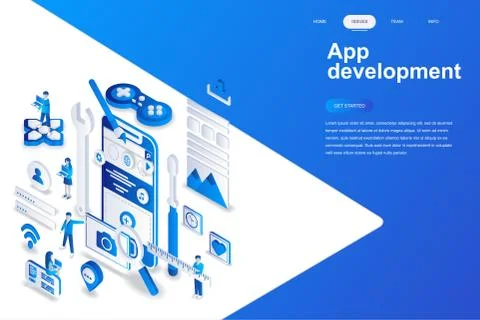 App development modern flat design isometric Illustrazione stock