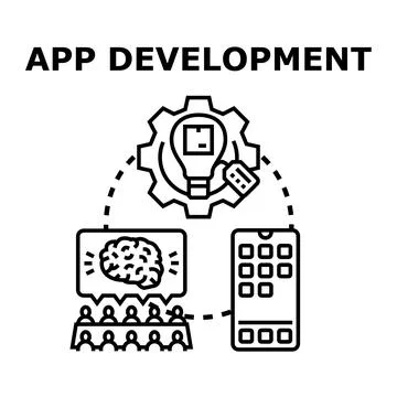 App development process team meeting innovation concept Illustration