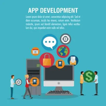 App development technology design Illustrazione stock