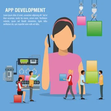 App development technology design Illustrazione stock