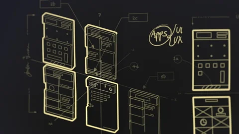 App Development User Interface User Experience Wireframes Blueprint Animation Vídeos de archivo 133356912