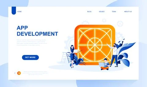 App development vector landing page template Stock Illustration