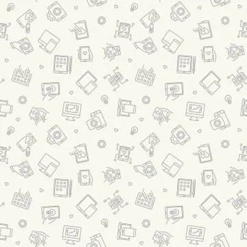 App Development vector minimal outline seamless pattern Stock Illustration