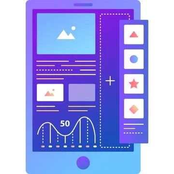 App development vector phone icon flat design 스톡 일러스트