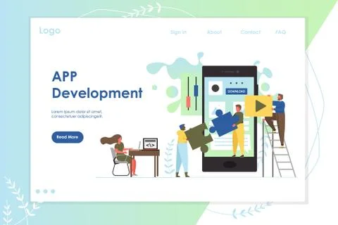 App development vector website landing page design template イラスト素材