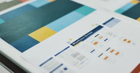 App development, wireframe document and illustration for phone display, template Stock Footage 318206110