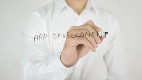 App Development, Written on Glass Stock Photos