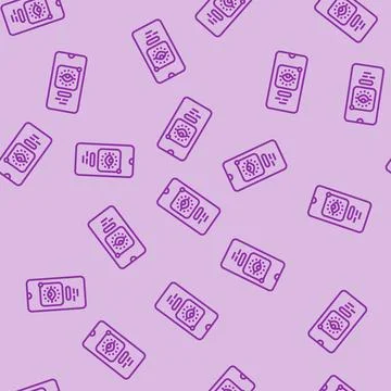 App digital mindfulness tech engagement line seamless pattern Stock Illustration