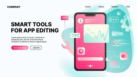 App Editing Tools. Horizontal WebPage Banner Illustrazione stock