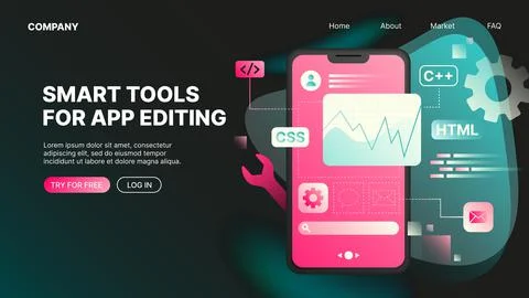 App Editing Tools. Horizontal WebPage Banner Stock Illustration