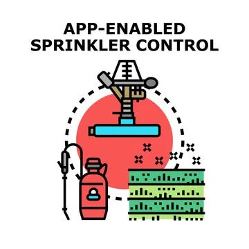 App enabled sprinkler control system for smart irrigation Illustration