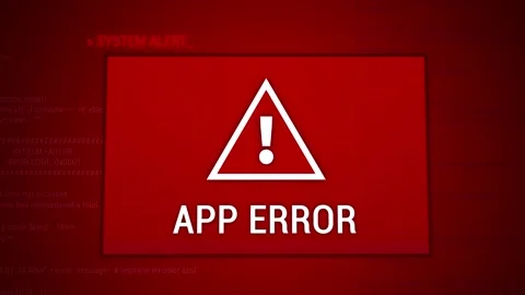App Error - Red Error Screen With Bold Warning Message - Software Failure Stock Footage 305846412