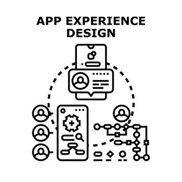 App experience design process planning user interface Stock Illustration