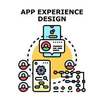 App experience design process planning user interface Stock Illustration