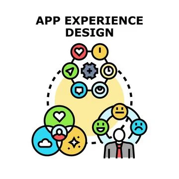 App experience design representing user interaction and satisfaction Ilustração Stock