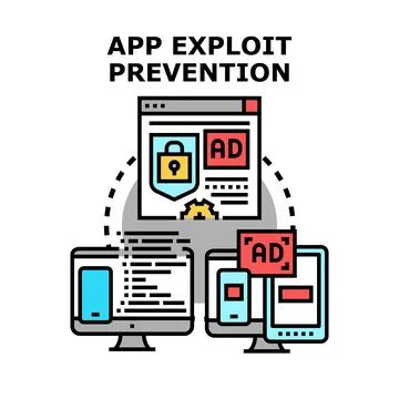 App exploit prevention protecting digital devices from threats Stock Illustration