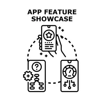 App feature showcase conceptual vector illustration design 스톡 일러스트