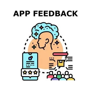App feedback system evaluating customer experience ratings Stock Illustration