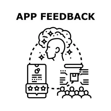 App feedback system evaluating customer experience ratings Stock Illustration